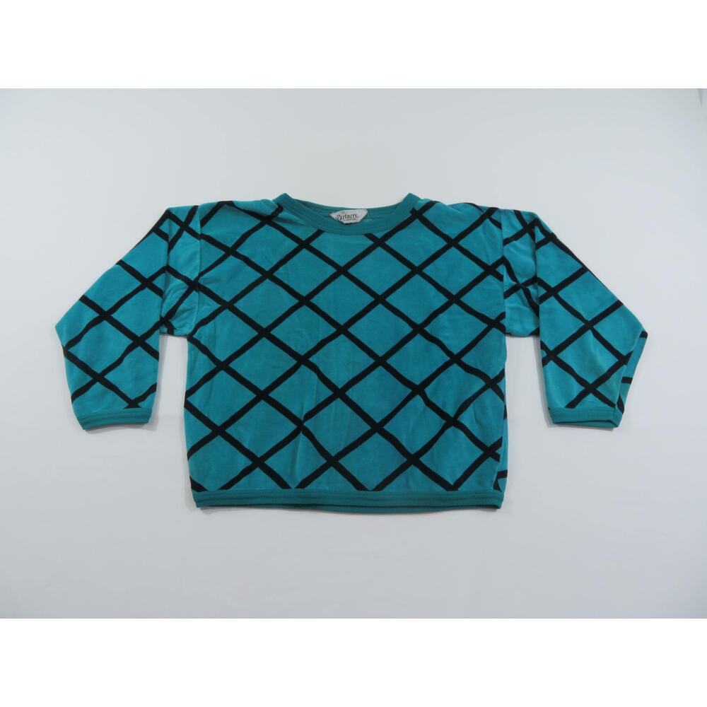 Mervyns Terry Cloth Shirt, Partners, Cabana, Womens Sz L Black Green 1980s